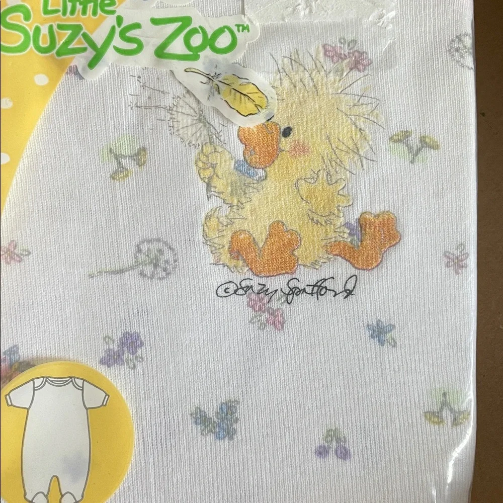 Gerber Little Suzy's Zoo Baby Coverall White w/ flowers & duck size 0-3 mo NWT - Picture 6 of 7